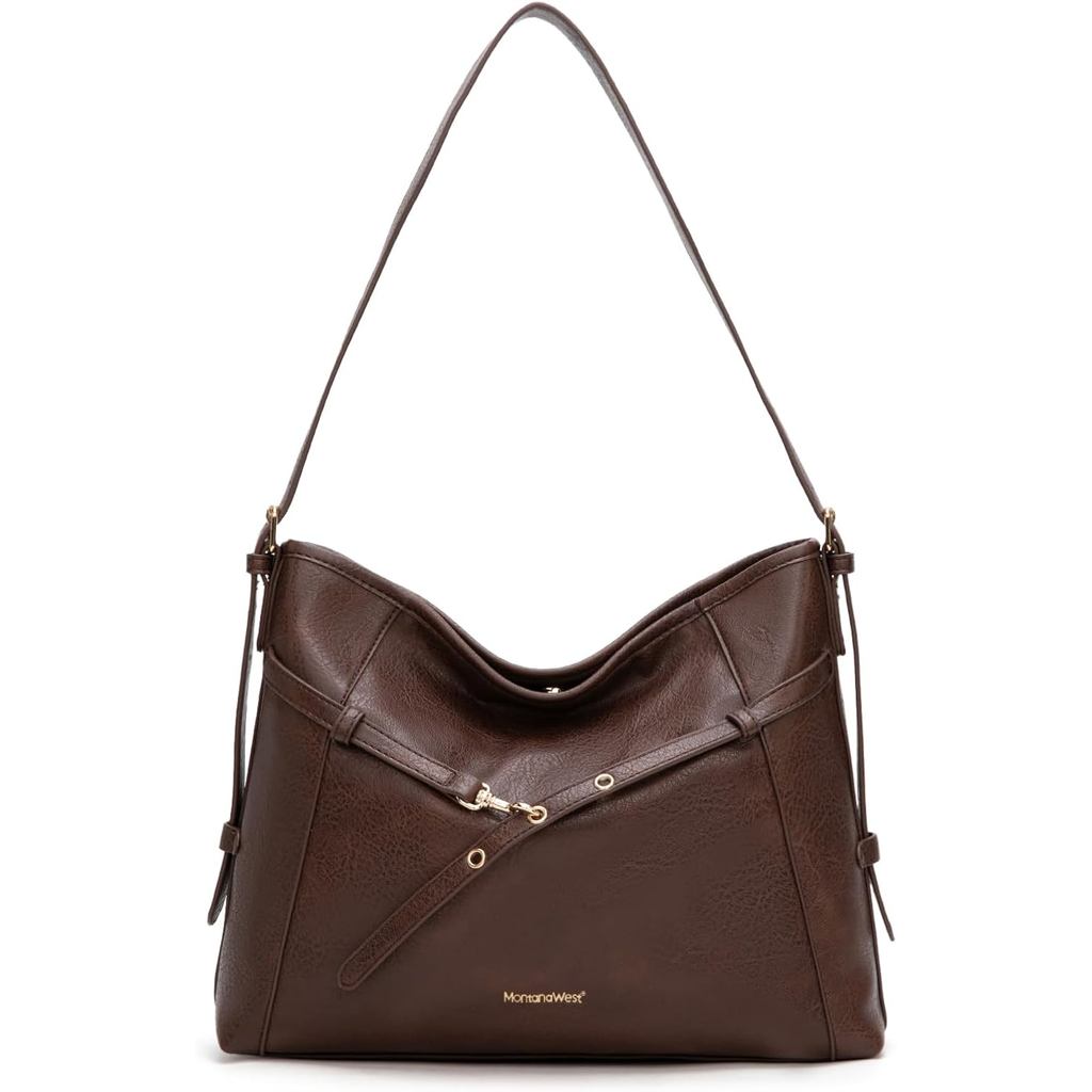 Montana West Hobo Purse สําหรับผู้หญิงเข็มขัดหัวเข็มขัด Hobo Bag พร้อมสายปรับได้
