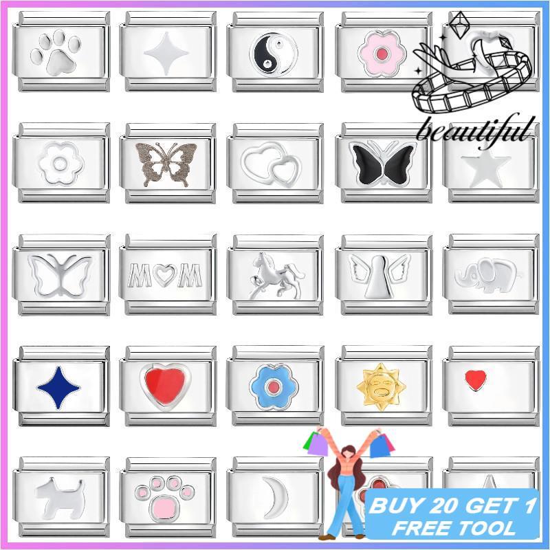 Rhombus Tai Chi อิตาเลี่ยน Charm สร้อยข้อมือ Fit 9 มม.สร้อยข้อมือสแตนเลส DIY เครื่องประดับทําอุปกรณ์เสริม Retro บุคลิกภาพโมดูลสร้อยข้อมืออุปกรณ์เสริม