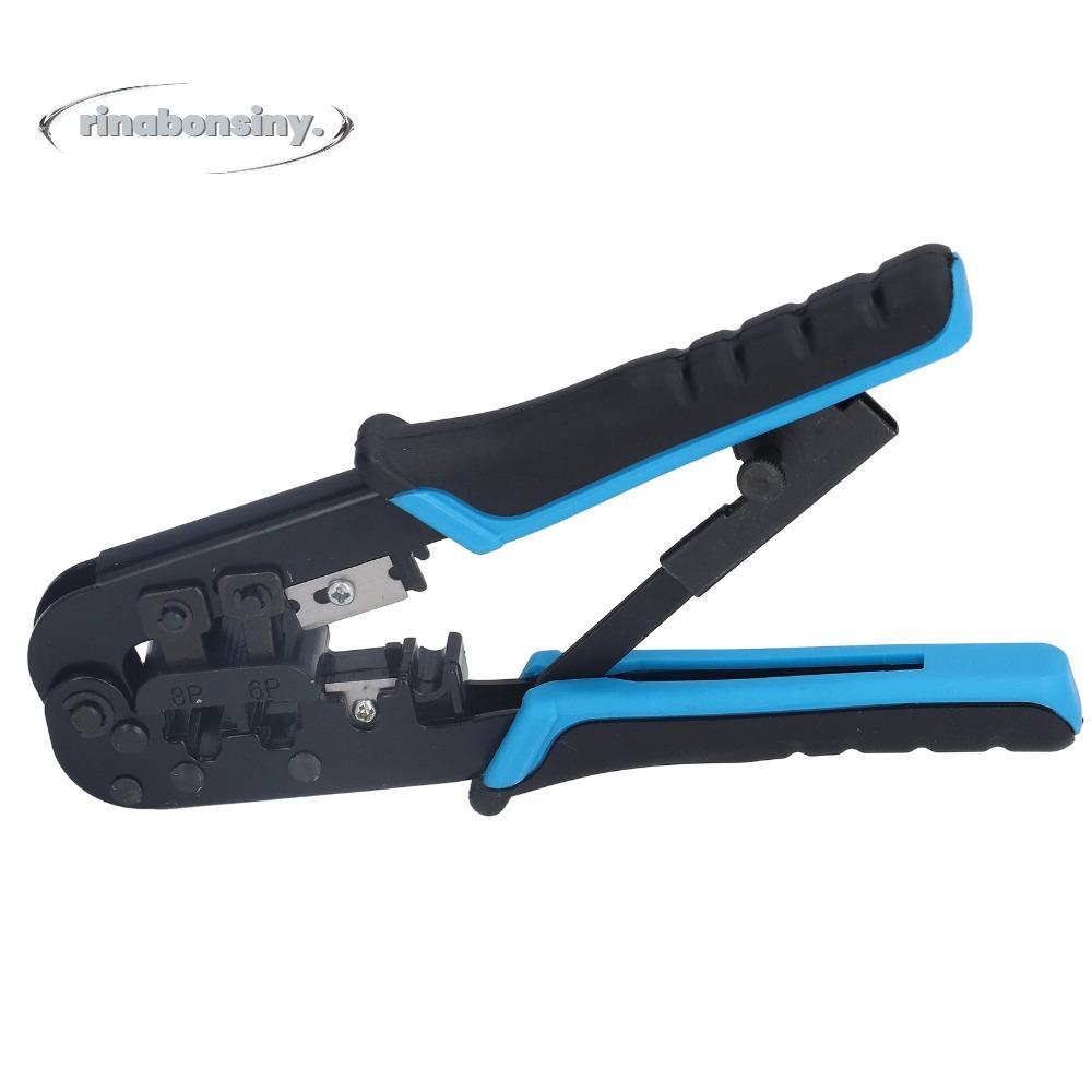 RINABONSINY เครื่องมือจีบแบบแยกส่วน, All-in-One เครื่องตัดลวดในตัวและ Stripper RJ45 Crimp TOOL, 6 in