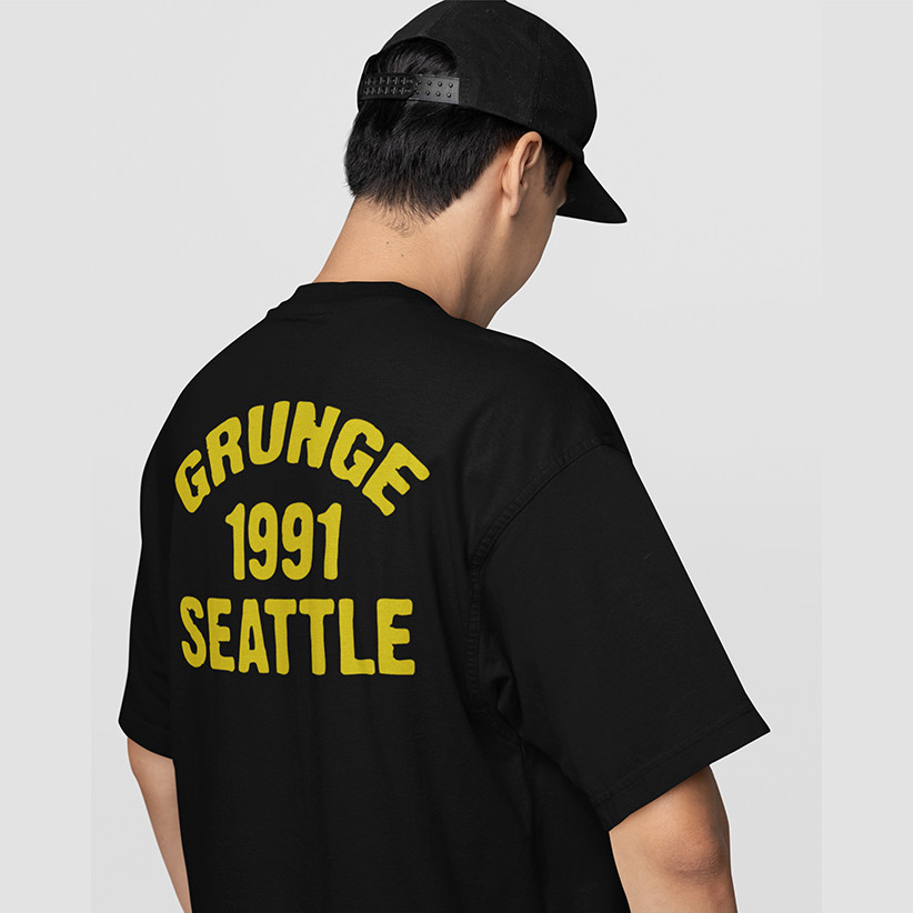 KAOSBRO - Grunge 1991 Seattle T-Shirt - Men and Women - Cotton 100% - เสื้อยืดพร้อมคํา