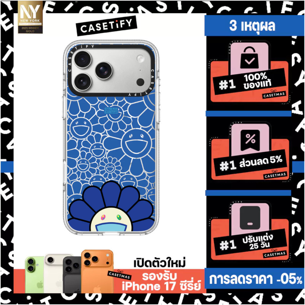 CASE CONNECTION  Case เคส IP 12-17 Pro Max TAKASHI MURAKAMI x  Case:SMILE (BLUE) ของแท้ 100%