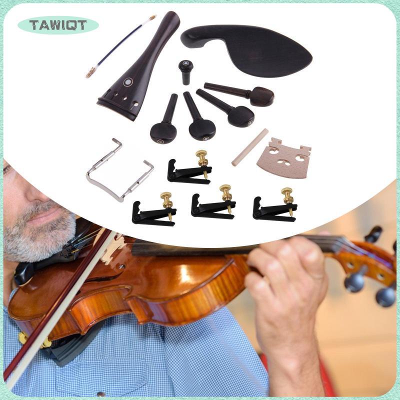 [tawiqt.th] 4/4 ไวโอลิน Professional Ebony Tailpiece หมุดสมบูรณ์ Chin Rest End Pin Bridge Kit สําหรั