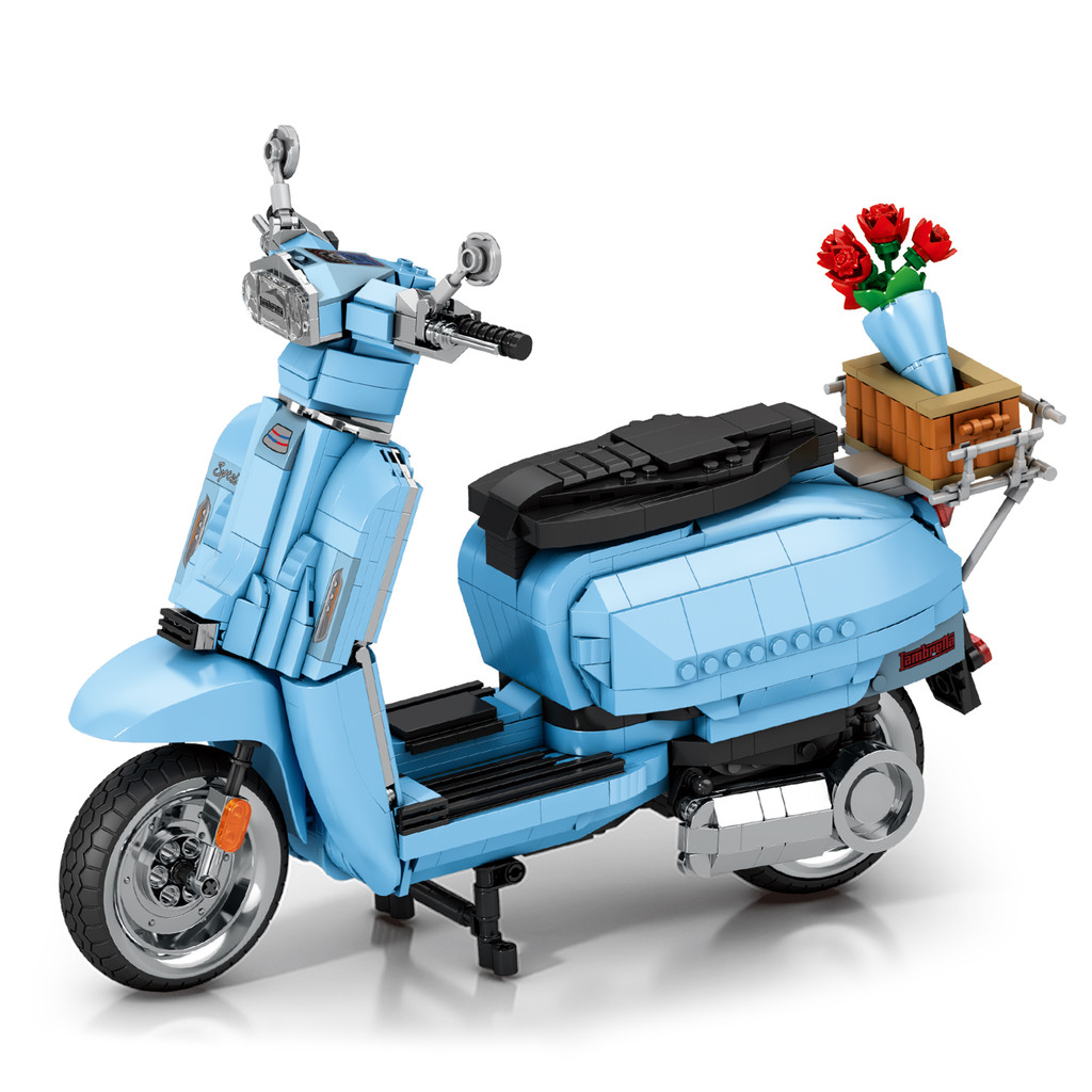 Reobrix 11037 Lambretta V 200 รถจักรยานยนต์ของเล่นเด็กเกมรถจักรยานยนต์รุ่นบล็อกชุดอาคารบล็อกของเล่นเ