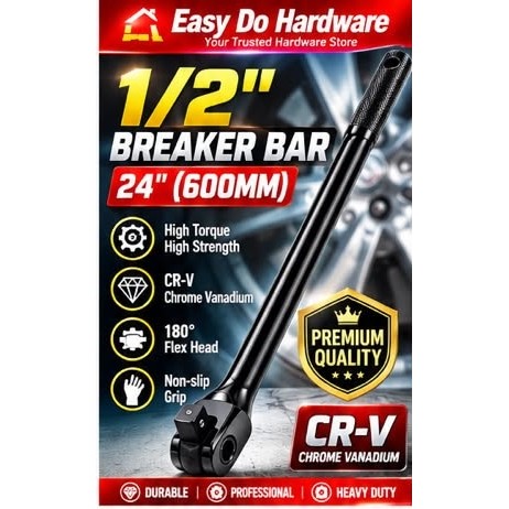 24" ยาวพิเศษ 1/2 "ประแจซ็อกเก็ตไดรฟ์ Spanner Breaker Knuckle Bar ล้อ Rekaan Panjang Jimat Tenaga & T