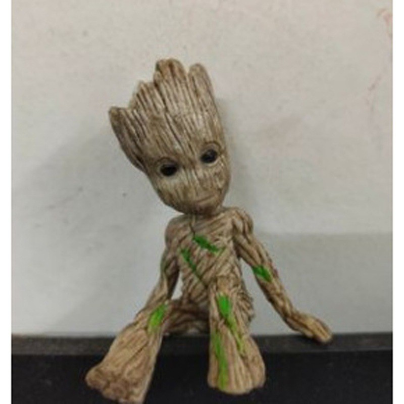 Guardians of the Galaxy Groot Mini Figure - นั่ง Baby Groot พร้อมดอกไม้และรังนกเครื่องประดับ PVC สํา
