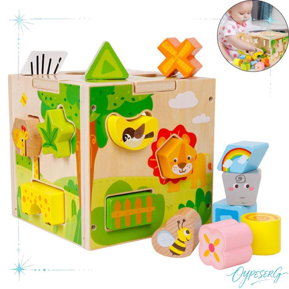 OYPESERG ไม้กิจกรรม Cube, Sorting Cube การเรียนรู้ Cube รูปร่าง Sorter ของเล่น, คุณภาพสูงรูปแบบการจั