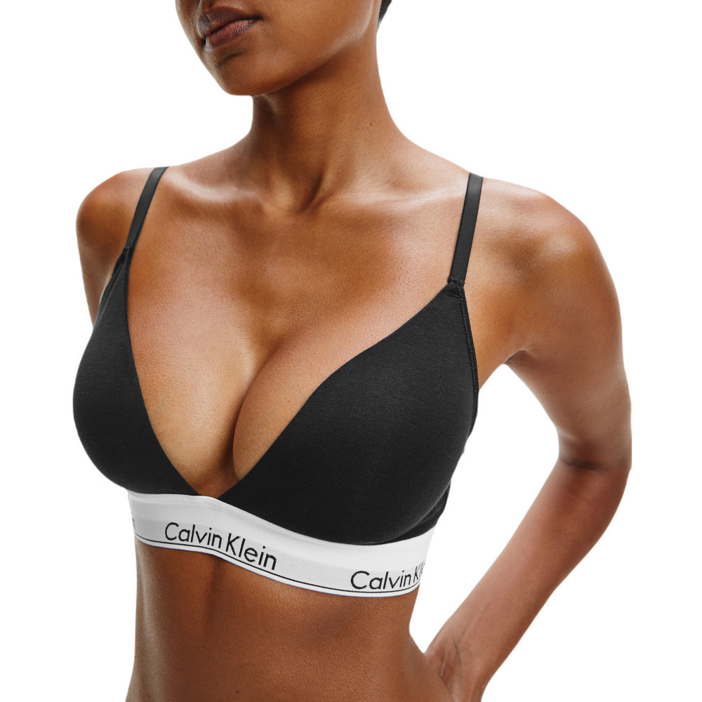 CALVIN KLEIN เสื้อชั้นในผู้หญิง Modern Cotton Triangle Bralette (Removable Pads) รุ่น QF5650 UB1 - สีดำ รูปที่ 3