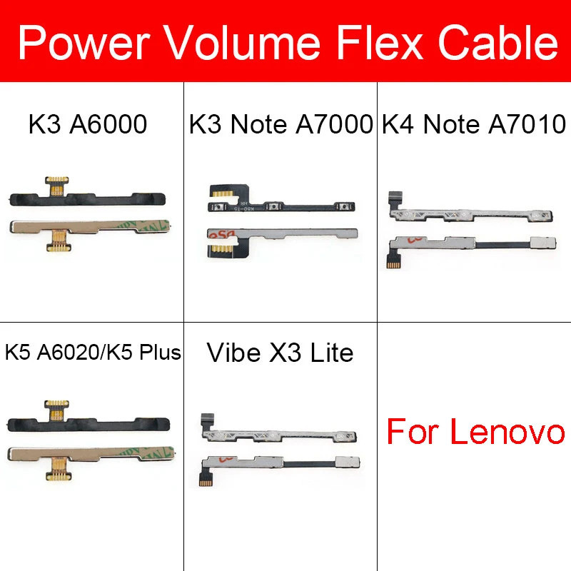 ปริมาณด้านข้างสาย Flex สําหรับ Lenovo Vibe K3 K4 K5 หมายเหตุ Plus A6000 A7000 A7010 A6020a/Lemon X3 