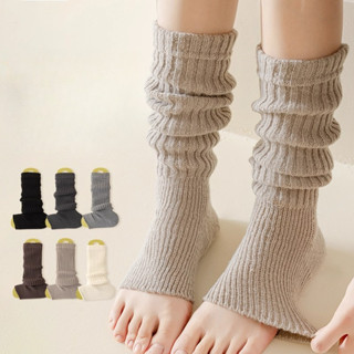 ถักสีขาวสำหรับฤดูใบไม้ร่วงและฤดูหนาว ถุงเท้าอุ่นและกระชับสัด…