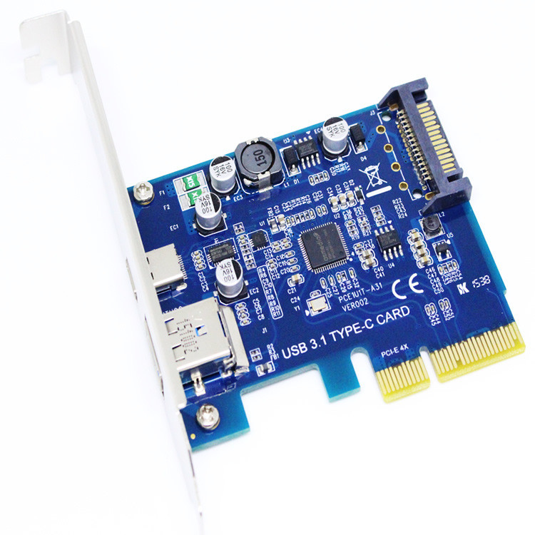 การ์ดขยาย USB3.1 TYPE-C ชาร์จเร็ว Xiangshuo ASM1142 การควบคุมหลัก PCIe X4 SATA Power Take-up