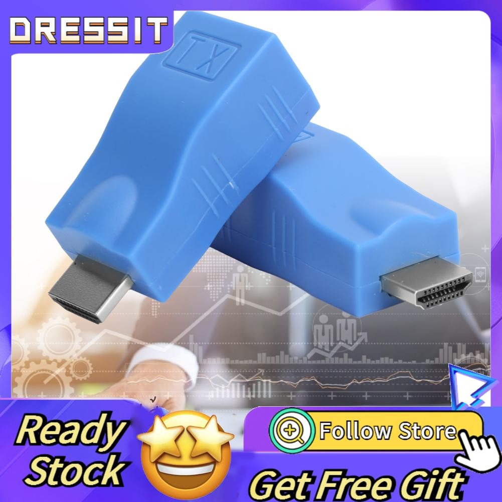 Dressit-th Dressit-th Extender 4KX2K เป็น RJ45 Network Cable Converter ผ่าน CAT5-E/6 1080P ขึ้น 30m/