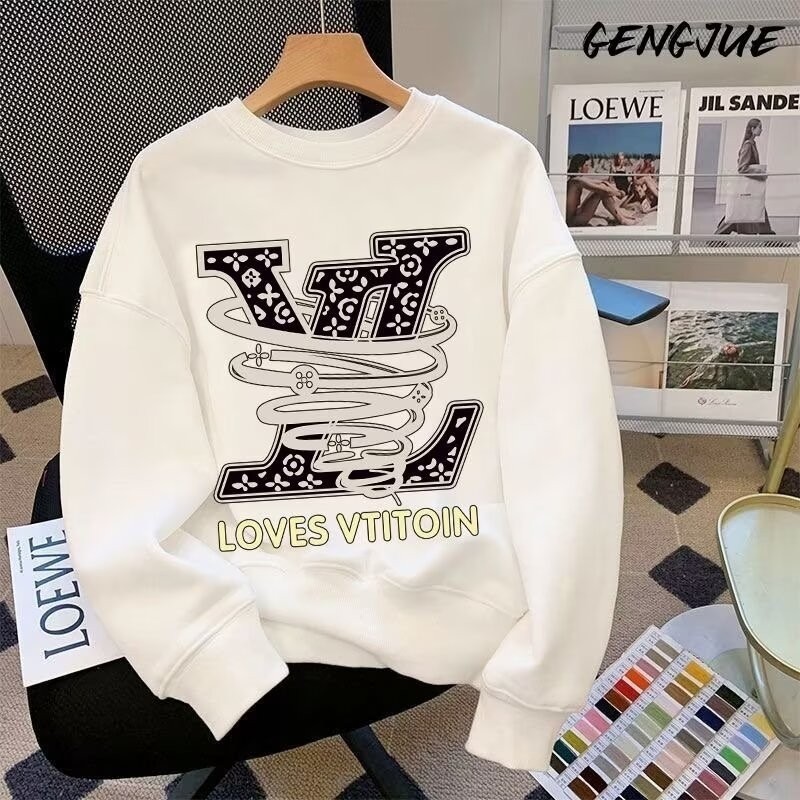 2025 NEW 2025 Men's 2024 White Loose New Autumn Loose Round Neck Casual American Style Handsome Men'