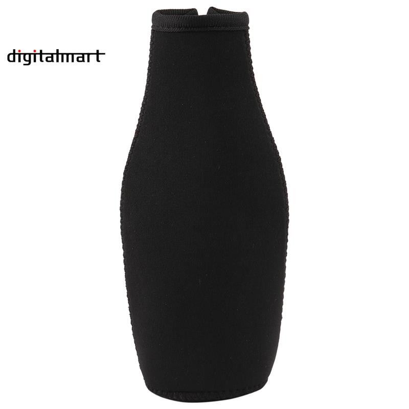 6 แพ็คขวดเบียร์ Cooler Sleeves Keep Drink Cold Zip-Up Neoprene ฉนวนแขนสีดํา