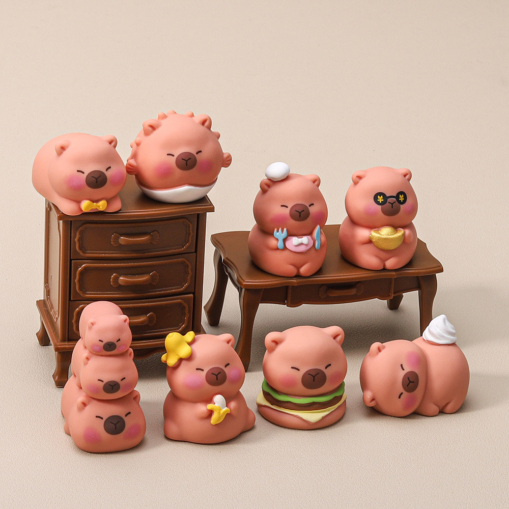 เครื่องรางเรซินหมี Kapy bara น่ารัก 8 ชิ้นสําหรับ DIY(4-342)