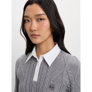 [Pomelo] เสื้อผ้าถักดีไซน์ลายนูน / Cable Knit Top