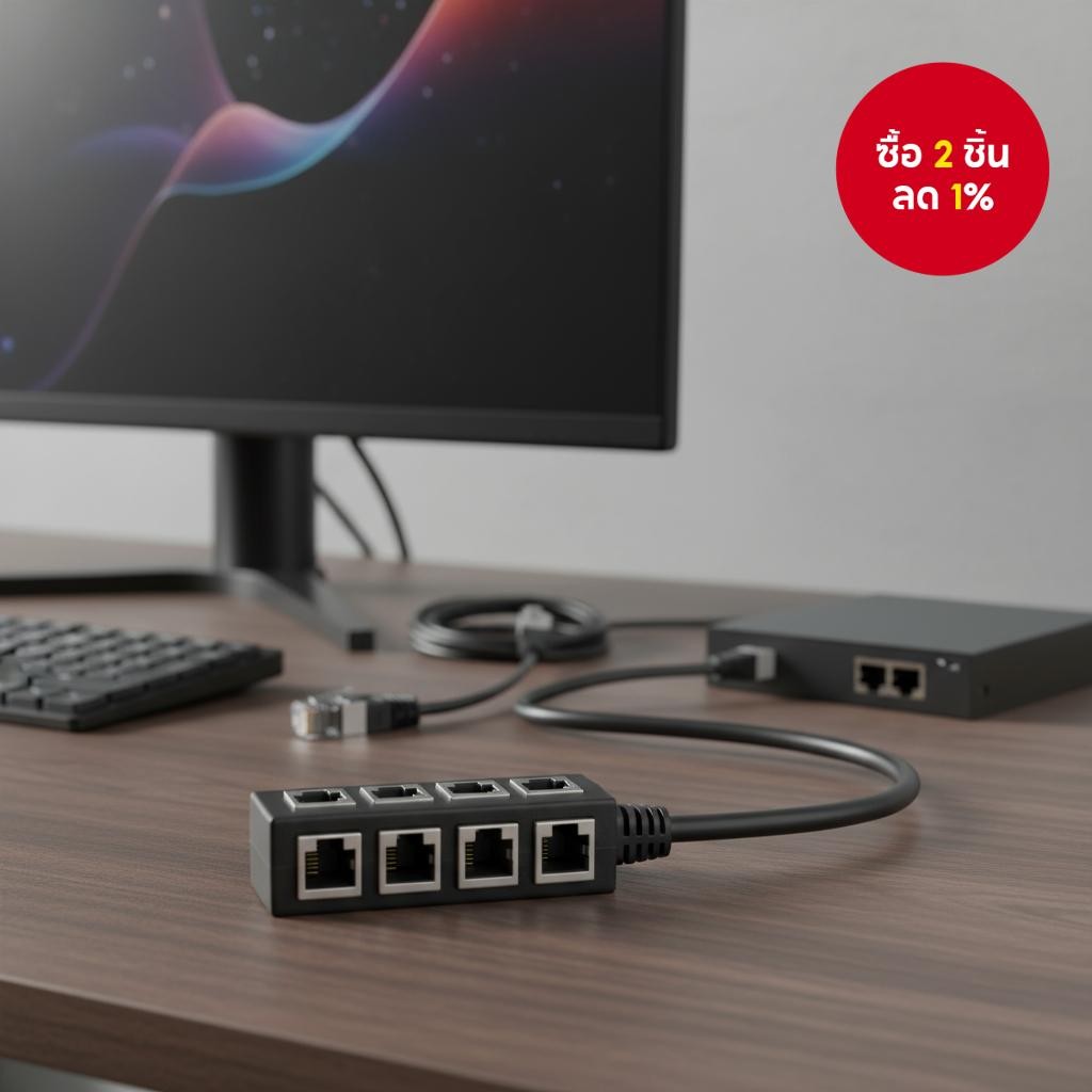 อะแดปเตอร์ RJ45 Ethernet 1 ชาย ถึง 4 หญิง สําหรับสาย LAN ประเภท Super Category 5/5e/6/7