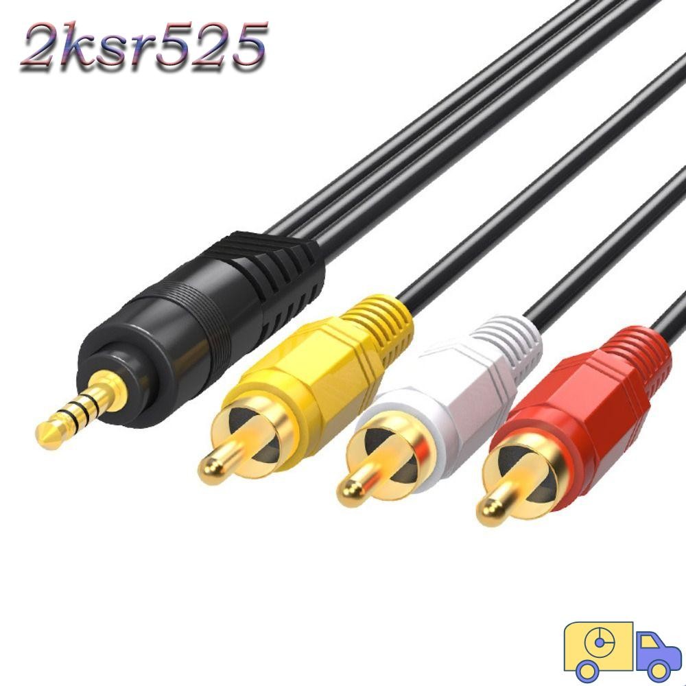 2KSR525 3.5 มม.ถึง 3 สาย RCA, Gold Plated Male to Male AV Cord, Professional ทนทาน Plug and Play 1 ถ