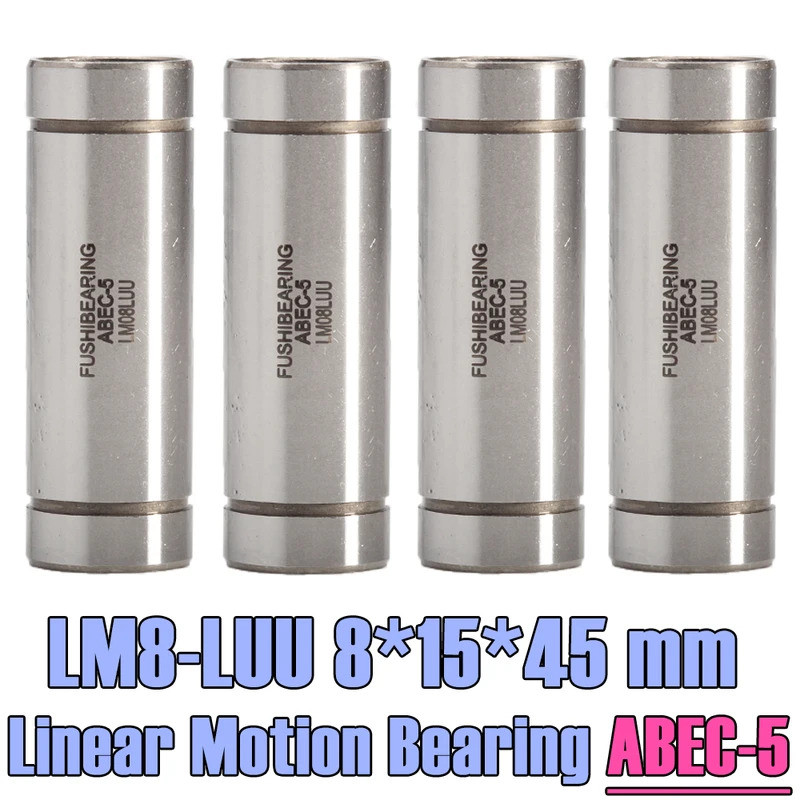 LM8LUU Linear Motion Bearing 8*15*45 mm ABEC-5 ( 4 PCS ) Long Type LM8 LM 8mm LM08LUU Linear Bearing