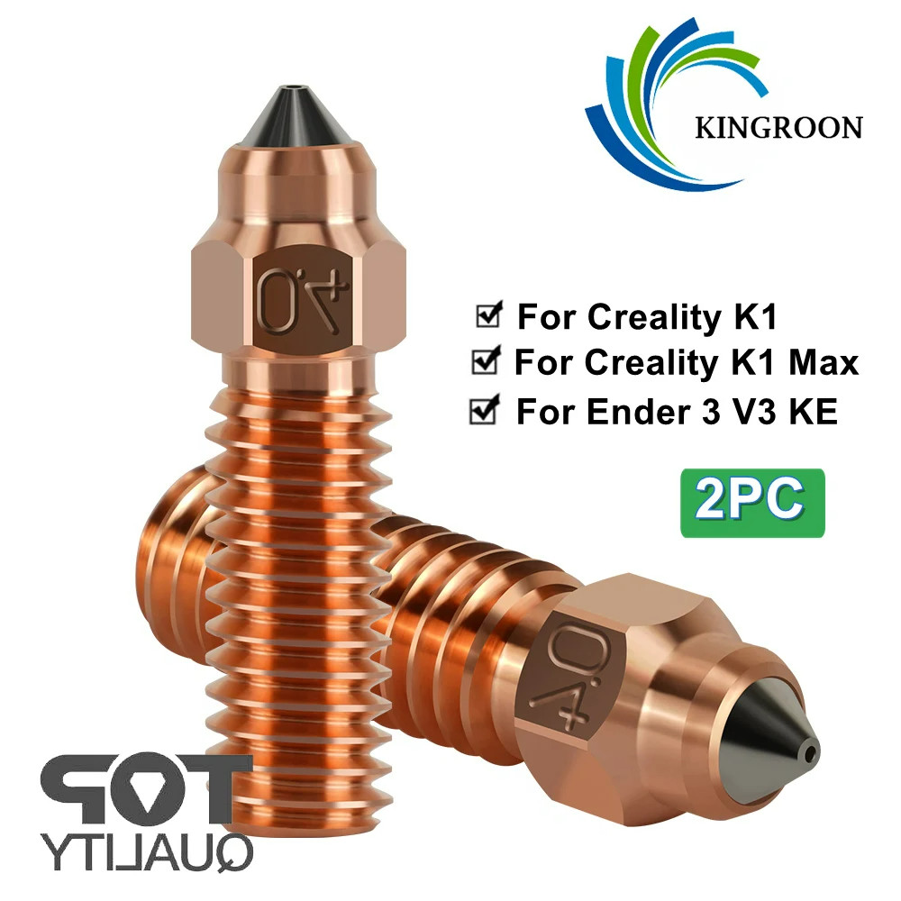 For Ender 3 V3 KE Nozzle Bimetal Chromium Zirconium Copper Body + Hardened Steel Inset, 3D Printer F