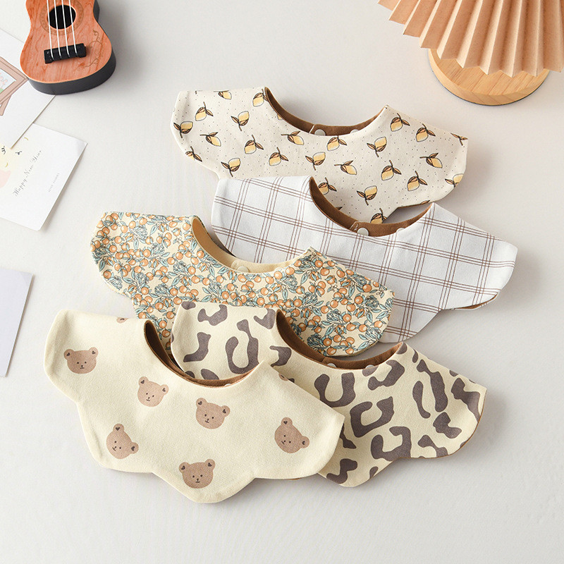 New Product#K**y Same Style Baby Petal Bibs Double-Sided Usable Newborn Bibs Feeding Bibs Absorbent 