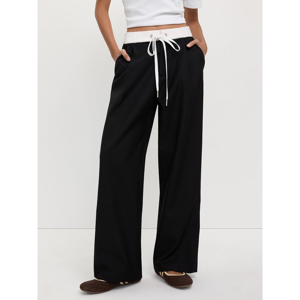 [Pomelo] กางเกงขากว้างมีเชือก / Wide-Leg Drawstring Trousers