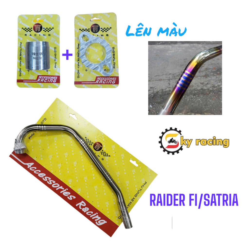 ท่อไอเสียไทเทเนียมสี 32 มม. สําหรับรุ่น Raider Fi / Satria ขนนกวัดและเย็บ CNC (MS09)(SKY9)