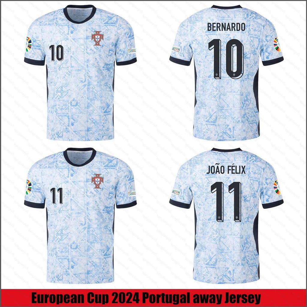 HQ5 Cup 2024 Portugal Bernardo Joao Felix away Jersey Football เสื้อยืดเด็กผู้ใหญ่ Plus ขนาด QH5