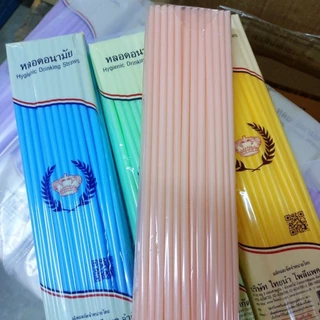 หลอด ตรง 6 มิล หลอดดื่ม ยาวพิเศษ คละสี มงกุฎ ขนาด ยาว 30.5 ซม. (10 ห่อ/แพ็ค)