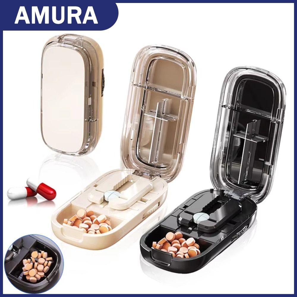 AMURA Quartering Pill Cutter,กันฝุ่นยาแท็บเล็ตกล่องเก็บ,Dider Organizer Crusher Pill Cutterสําหรับขน