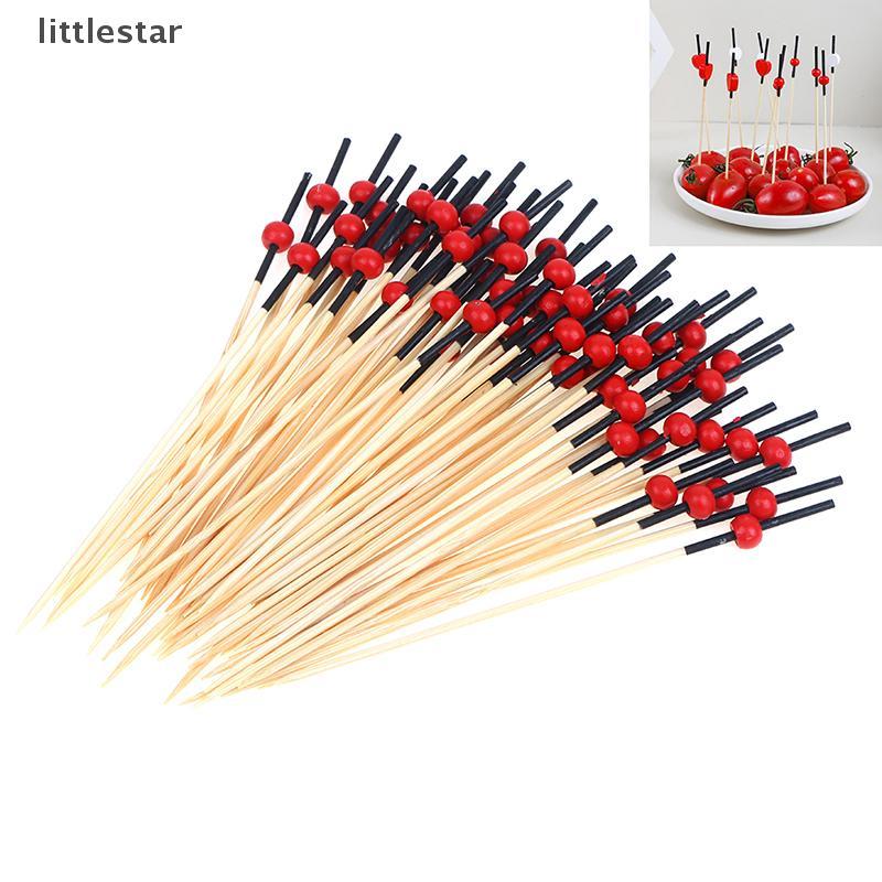 B&A Oct 100x 12 ซม.หัวใจไม้ไผ่เลือกบุฟเฟ่ต์เค้กส้อมผลไม้ปาร์ตี้ขนมหวานสลัดสติ๊ก {th}