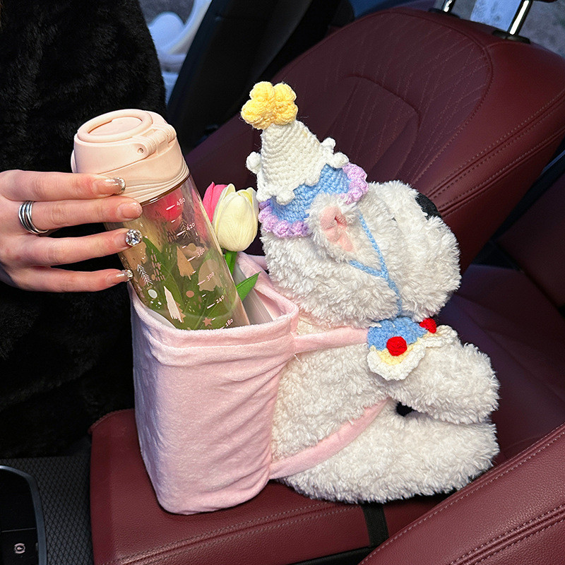 Car Trash Can Car Interior Garbage Box Cute West Highland Car Umbrella Storage Bucket Armrest Box Ba