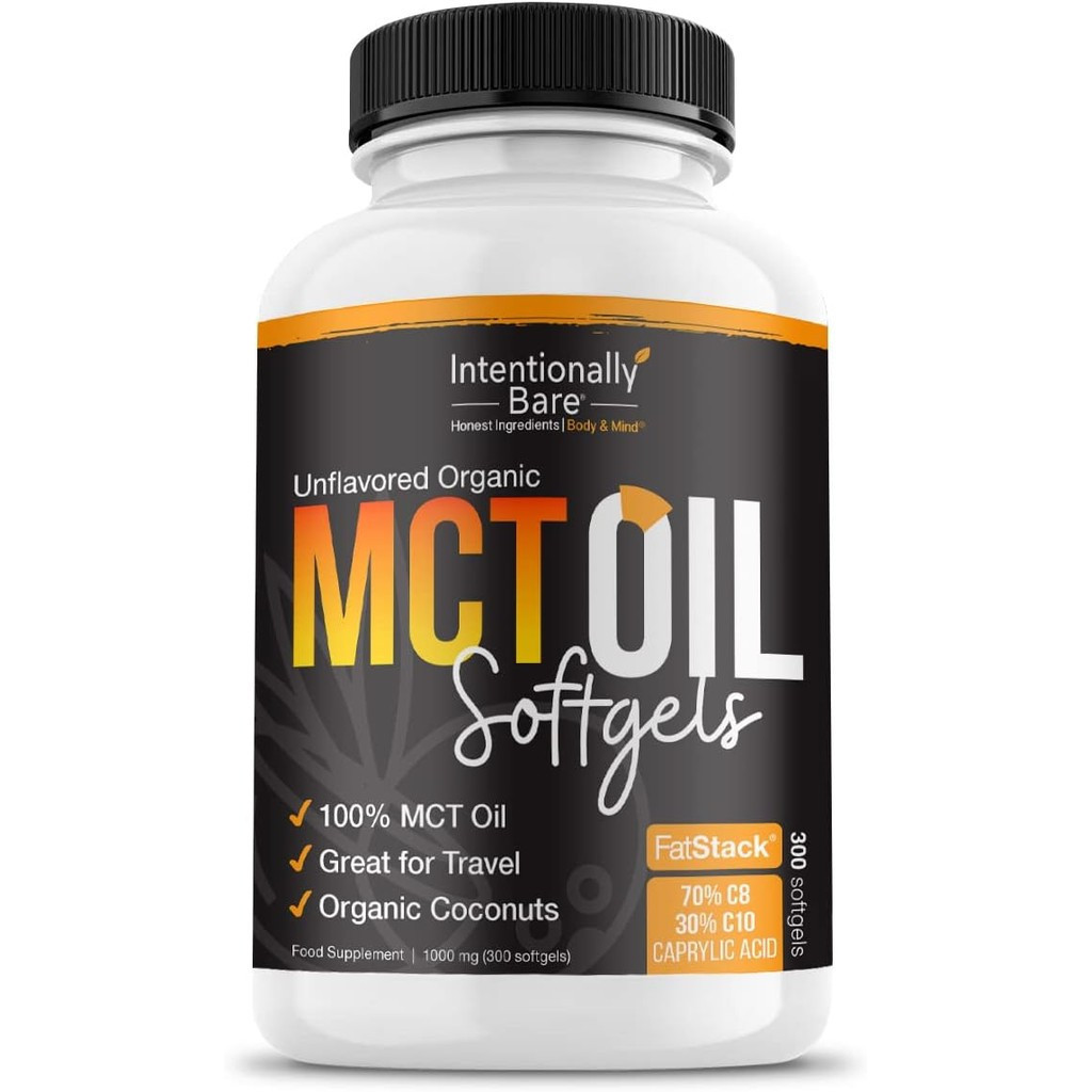 แคปซูลน้ํามัน MCT อินทรีย์เปลือยที่เชื่อถือได้ - 70% C8 MCT Oil & 30% C10 MCT แคปซูลรสจืดสําหรับคีโต