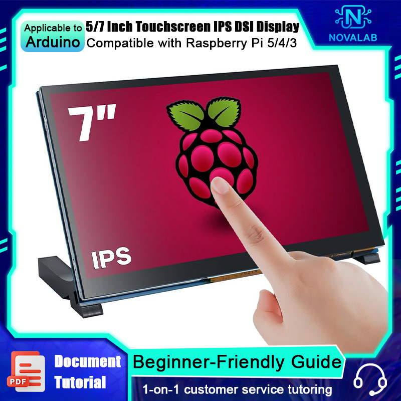 NovaLab 5/7 นิ้วหน้าจอสัมผัสจอแสดงผล IPS DSI เข้ากันได้กับ Raspberry Pi 5/4/3, 800x480 Pixel หน้าจอ 