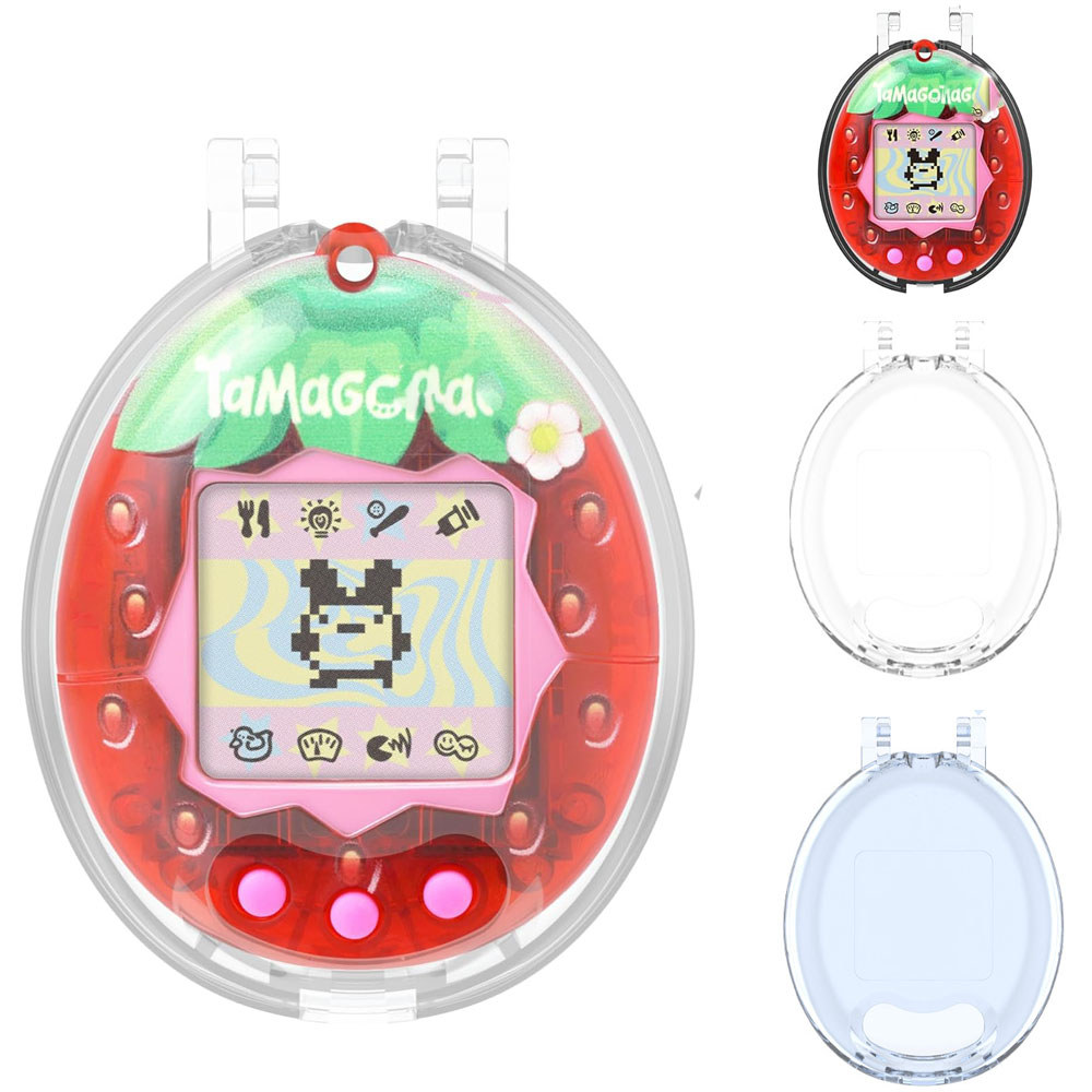 เคสพีซีแบบแข็งใสสําหรับ Tamagotchi Original, ฝาครอบป้องกันกระเป๋าใส่แบบพกพาใสสําหรับ Tamagotchi อุปกรณ์เสริมดั้งเดิม, Flip-top แบบบูรณาการ