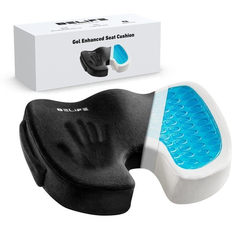 Belife Gel Enhanced Seat Cushion – Non-Slip Gel & Memory Foam Cushion – Machine Washable Zipper Velv