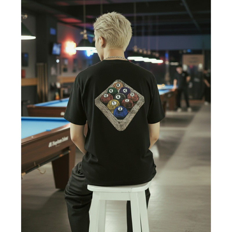 บิลเลียด Rack You Up เสื้อยืด | รูปแบบหลวม Unisex | ผ้าฝ้ายยืด 2-ทาง เท่ๆ | 110625ล_229