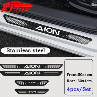4pcs Aion รถสแตนเลสเกณฑ์แถบโลหะยินดีต้อนรับเหยียบตกแต่ง Auto จัดแต่งทรงผมสติกเกอร์สําหรับ GAC มอเตอร์ Aion Y Plus Aion UT V ES อุปกรณ์เสริม