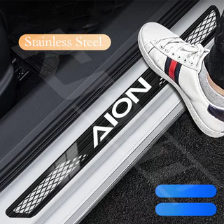 4pcs Aion รถสแตนเลสเกณฑ์แถบโลหะยินดีต้อนรับเหยียบตกแต่ง Auto จัดแต่งทรงผมสติกเกอร์สําหรับ GAC มอเตอร์ Aion Y Plus Aion UT V ES อุปกรณ์เสริม