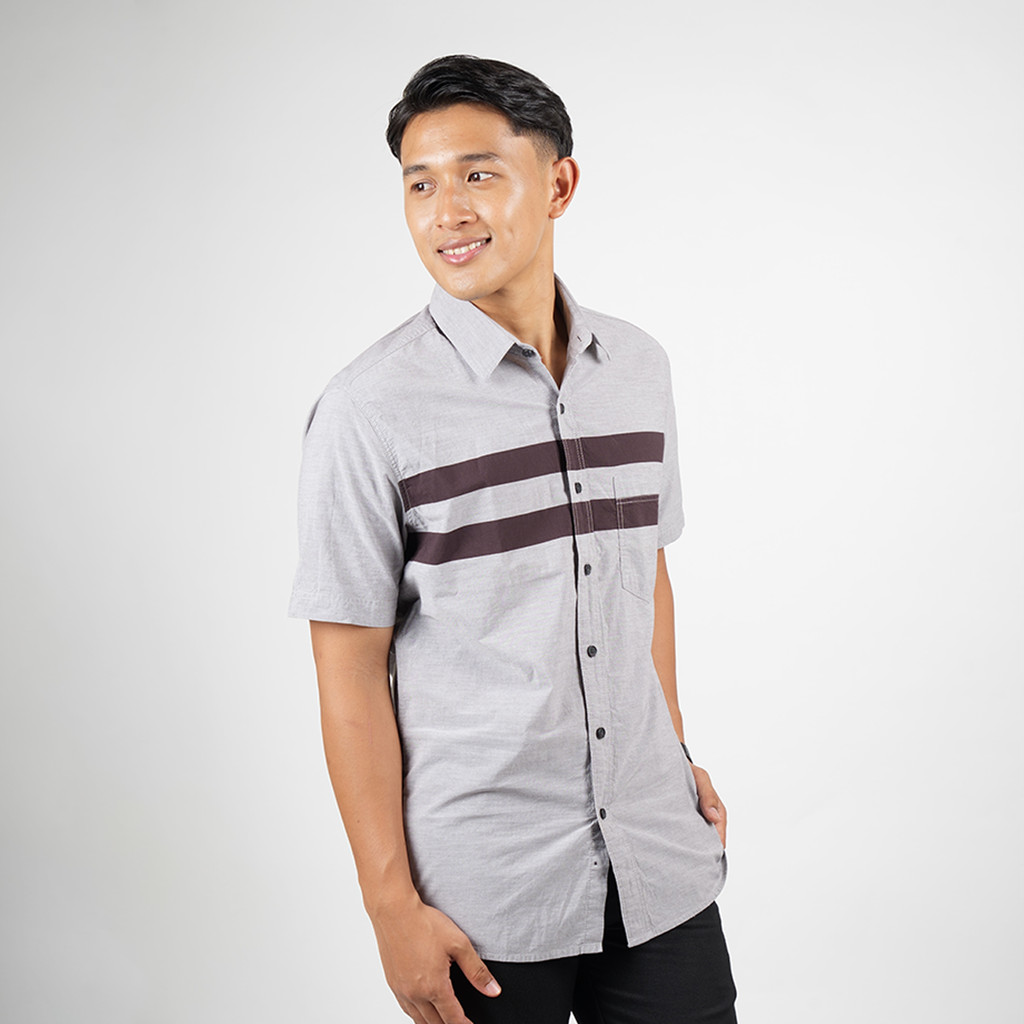 DAPPER เสื้อเชิ้ตติดกระดุมลําลองสลิมฟิตสีเทาอ่อน - 8099SMK