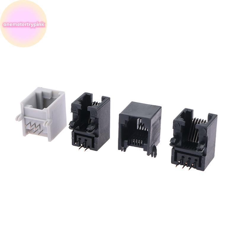 ONEPINK 10 ชิ้น RJ11 ซ็อกเก็ตโทรศัพท์ขาโค้ง 95001 4P4C 6P6C 6P4C แจ็คหญิง Pcb Connector ซ็อกเก็ตโทรศ