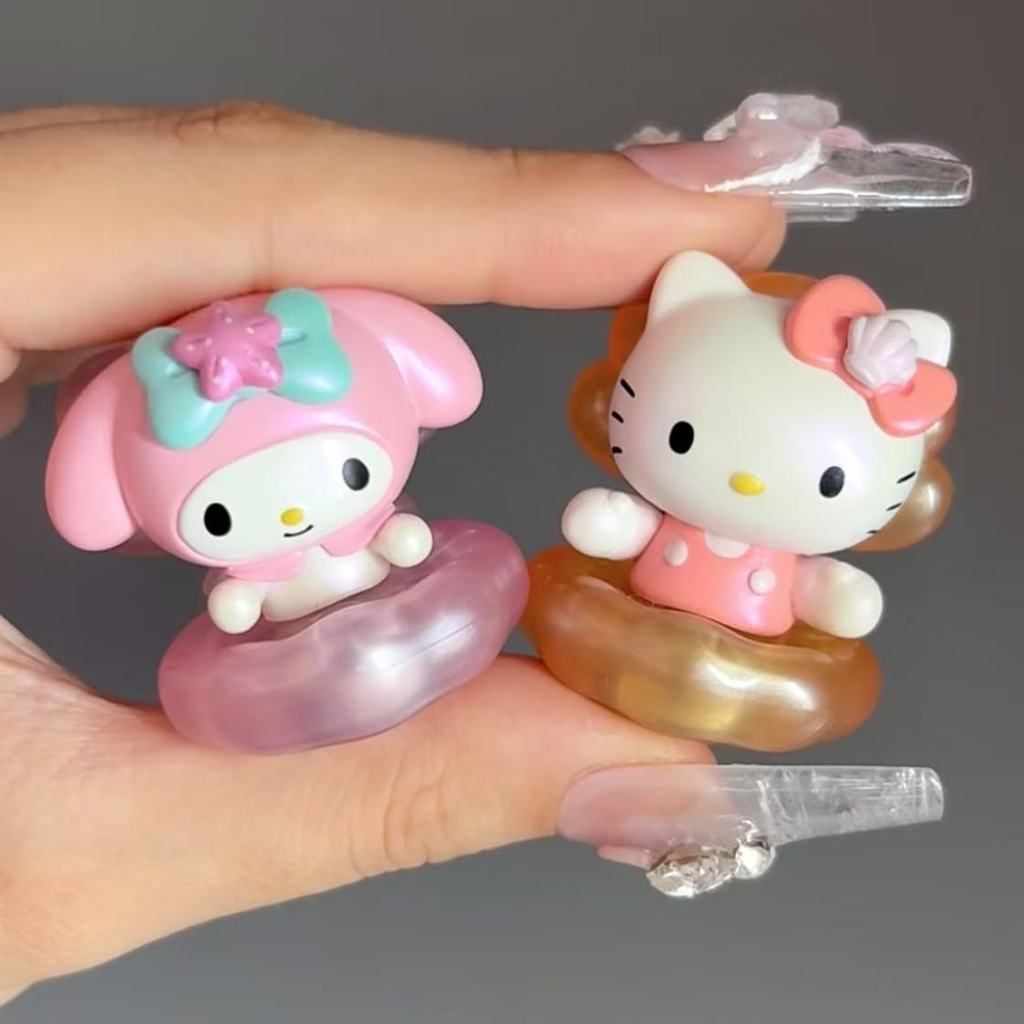 ของแท้ Sanrio Sanrio Sanrio Pearlescent Shell Series น่ารักตลก Bean Mystery กล่อง Hello Kitty Mystery กระเป๋าข้าวตกแต่งรูป