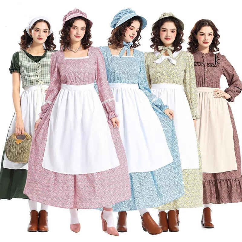 Carnival ฮาโลวีน Little House เครื่องแต่งกาย Prairie Pioneer Olden Day Girl Laura บทบาทเล่นคอสเพลย์แ