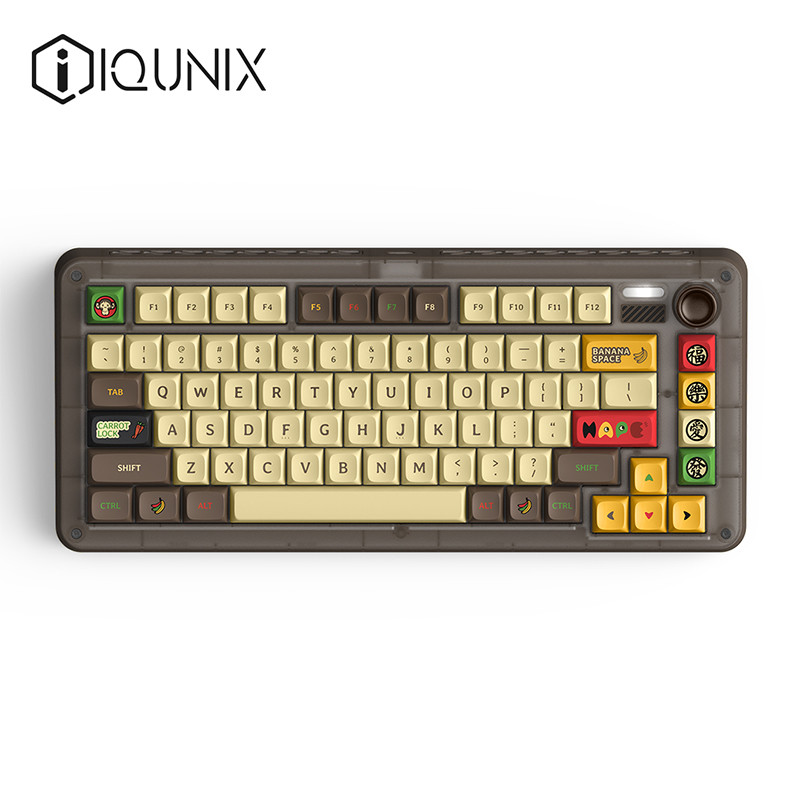 IQUNIX ZX75 Happy Ape คีย์บอร์ดไร้สายที่กําหนดเอง Gaming Office Fast Silver Gold แกนสีชมพู Hot Swap