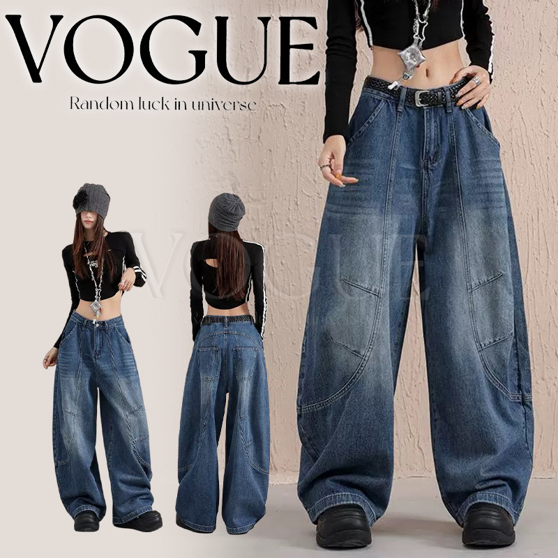 Vogue🌟พร้อมส่ง🌟 กางเกงยีนส์เอวสูง ทรงบอลลูน สไตล์สตรีทเท่  (NZ66029)