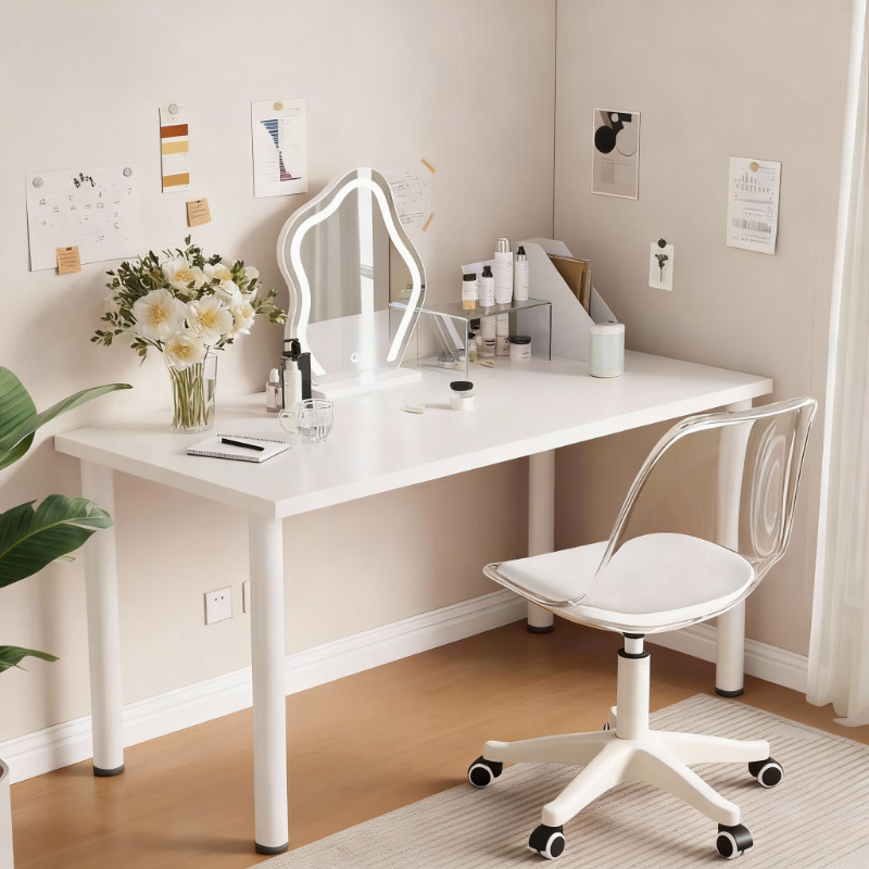 SKIERโต๊ะทำงาน พร้อมขา 120x75 ซม ซมโต๊ะคอมพิวเตอร์ มินิมอล ท๊อปขาว+ขาขาว รับน้ำหนักได้ 200kG