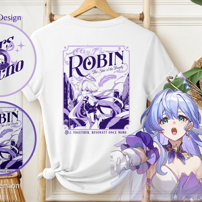【ใหม่】เสื้อยืด Honkai Star Rail Robin! สไตล์ MT ผ้าฝ้าย 100% เสื้อแขนสั้น Merch