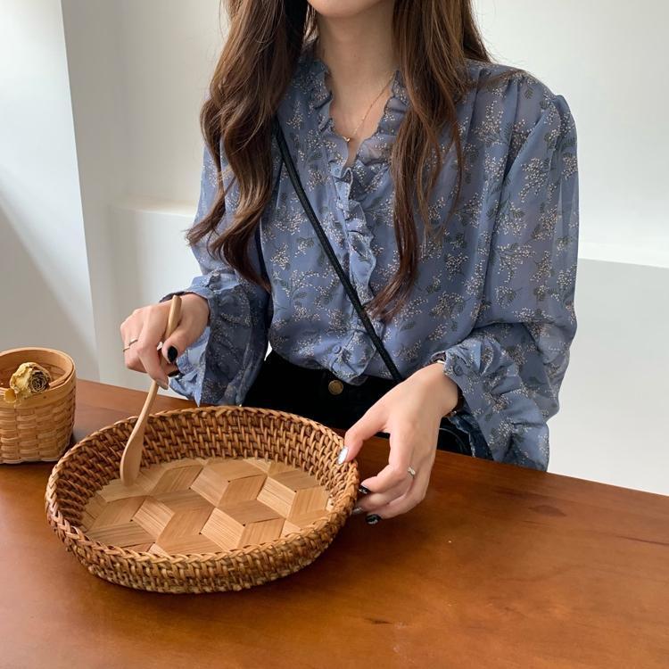 Chili Koko เสื้อเบลาส์ลายดอกไม้สำหรับผู้หญิง สไตล์ย้อนยุคเกาหลี หลวม แขนยาว ลำลอง แฟชั่น พร้อมส่ง 99245 – โปรปัง