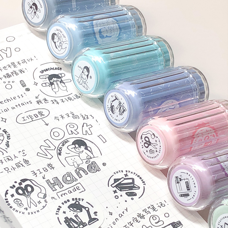 คอลเลกชัน Club ins สไตล์ High-Appearance น่ารัก Mini Handmade Handbook Seal Seal นักเรียนประถมนักเรียนมัธยมต้นมือวาด DIY การ์ตูนน่ารักรูปแบบ Status Bo