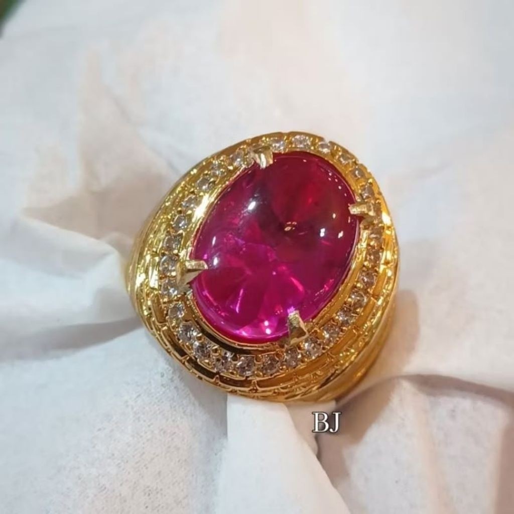 MERAH ORIGINAL SIEM ROSE RED STONE RING