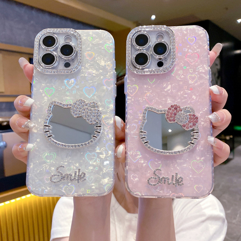 การ์ตูนกระจกแมวเลเซอร์ Love IMD Hard Case สําหรับ iPhone 11 12 13 14 15 16 17 Pro Max Plus Air sheet ส่วนบุคคลเคสโทรศัพท์สําหรับ iPhone17 กรณี